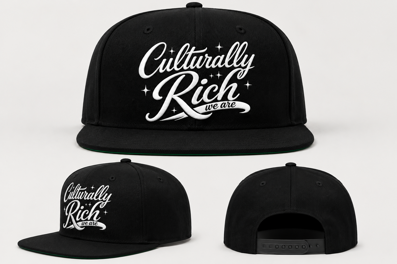 Culturally Rich Black Snap Back Hat