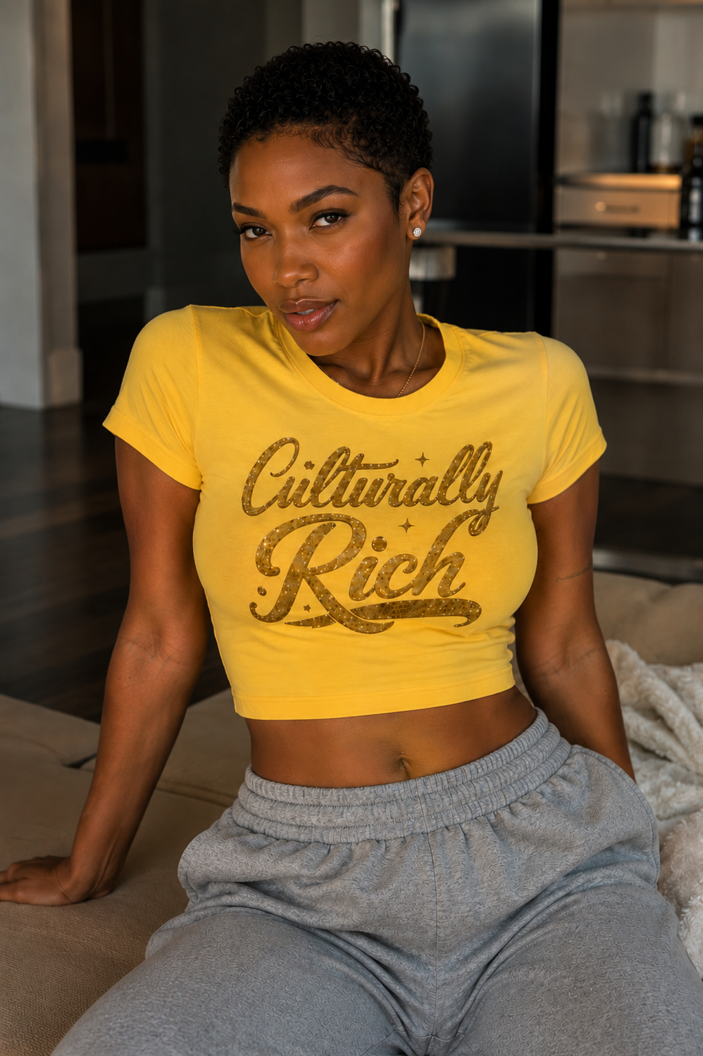 Women's Yellow/Gold Crop Top