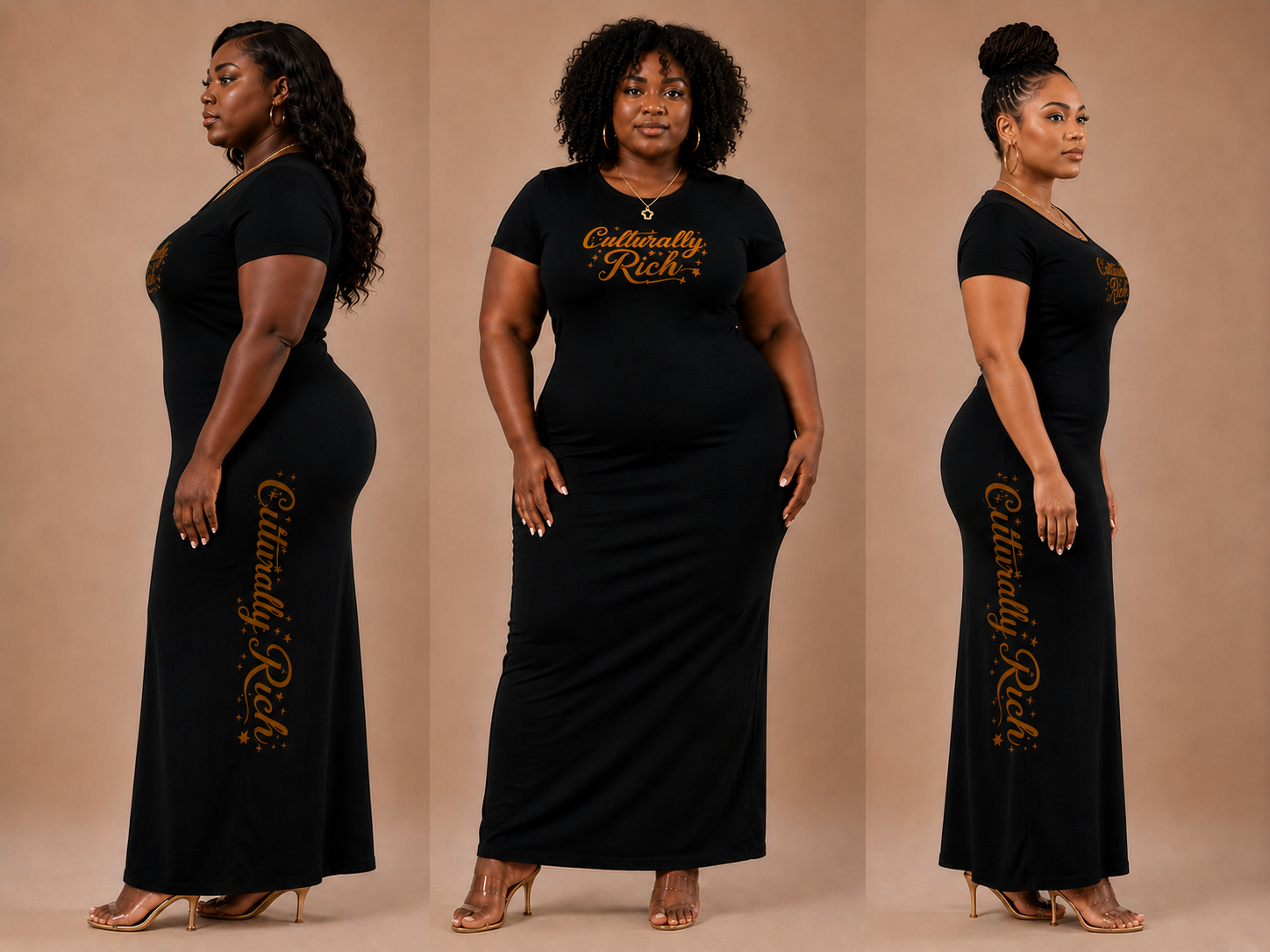 Culturally Rich Womens Plus Size Black Maxi Dress