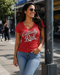 Culturally Rich Classic Women's Red V Neck Tee