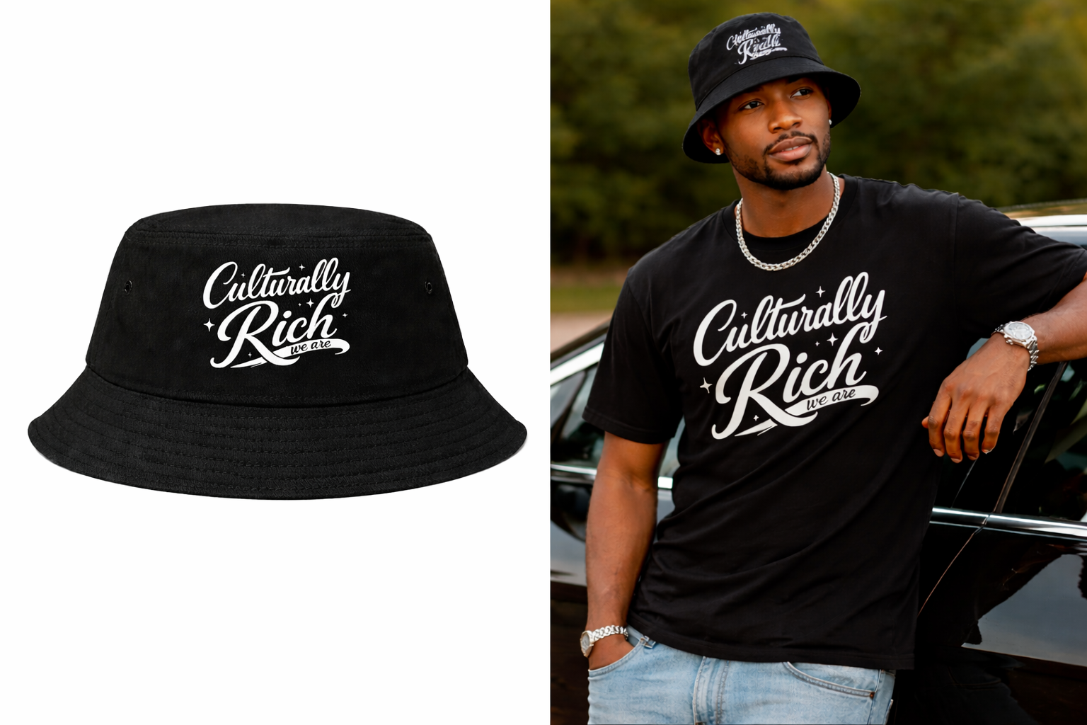 Culturally Rich Black/White Bucket Hat
